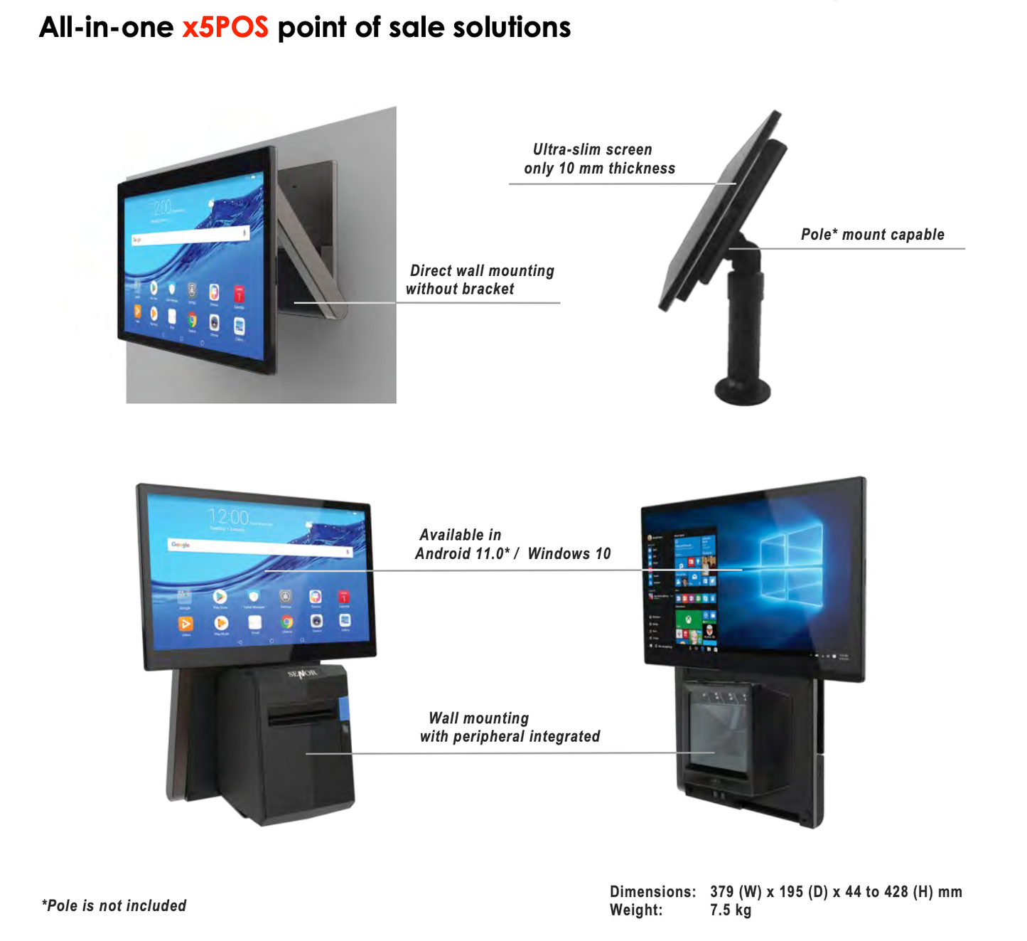 All-in-one x5POS point of service solutions