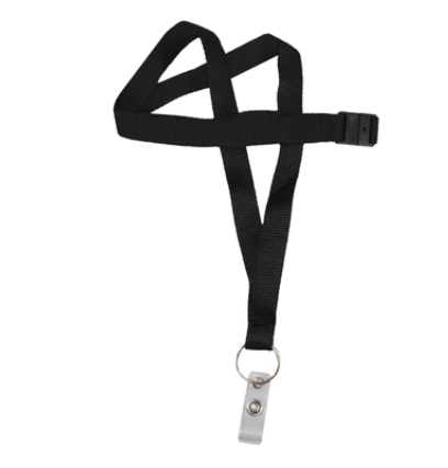 Lanyard Prem Black BAway & Lapel Keyring 15mm (100 Pack)