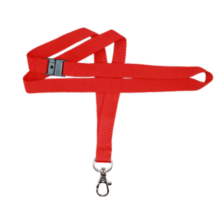 Lanyard Prem Red BAway & Dog Hook 15mm (100 Pack)